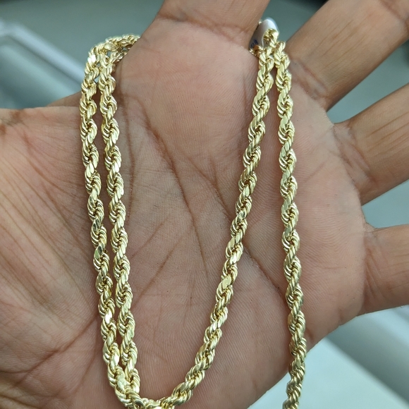 14kt Real Gold Rope Chain 4mm 22 inch - Picture 2 of 10